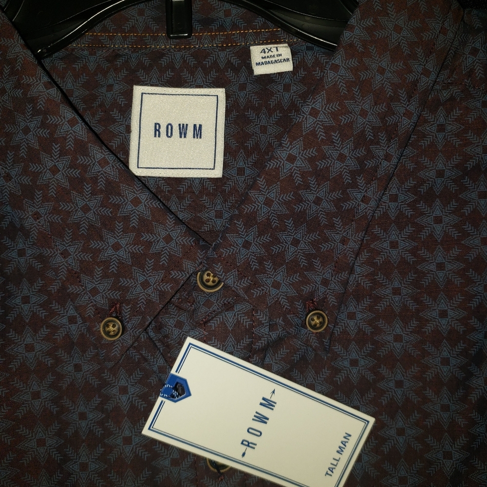 New w/tags Rowm shirt mauve w/blue design sz 4xt